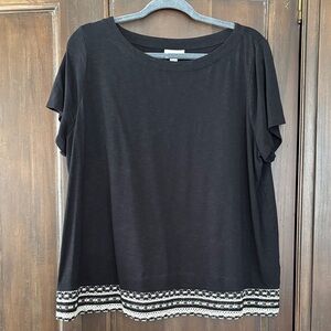 J. Jill Black Women's Top with Embroidered Hem